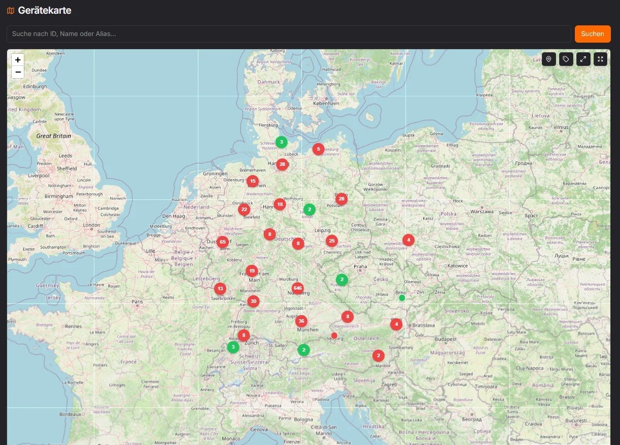 Orelia Dashboard mit Füllstandverläufen